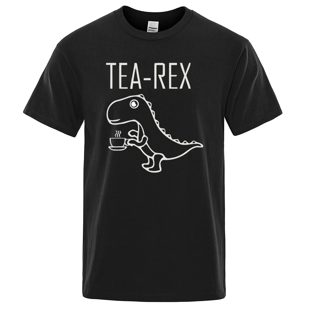 Férfi Női Pólók Tea Rex Vicces Dinoszaurusz  Divatos Hétköznapi Pólók Kiváló Minőségű