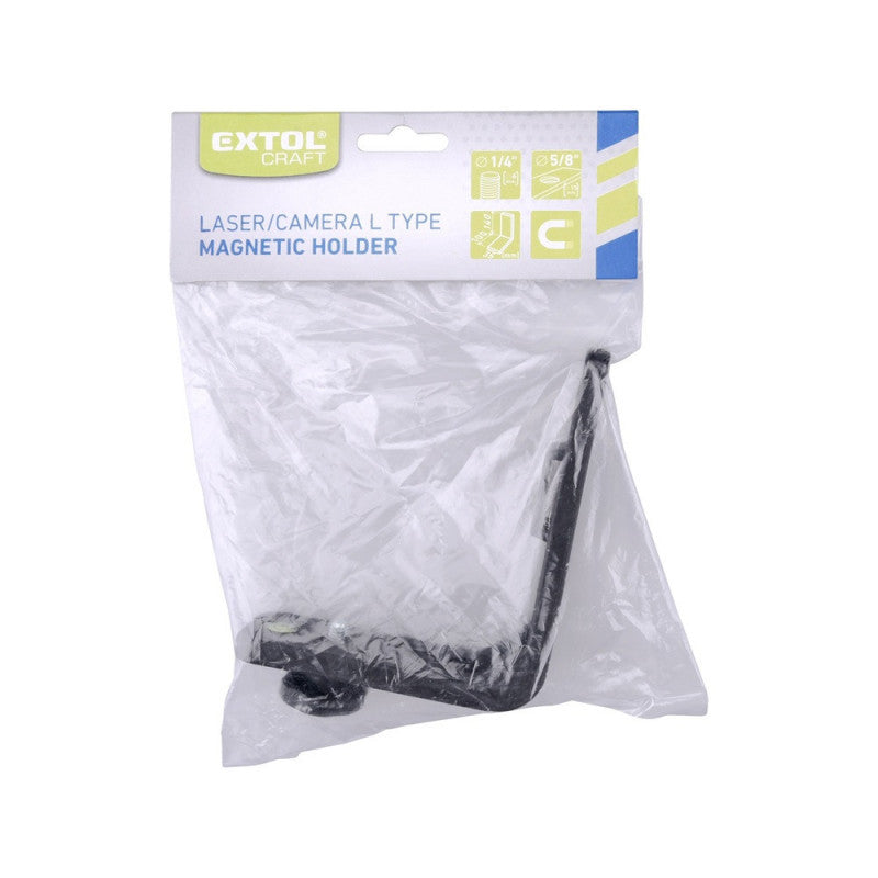EXTOL PREMIUM állvány, L-alakú, mágneses, 1/4+5/8 menetes csatlakozó a 8823302, 8823300, 8823306, 8823310, 34900-hoz