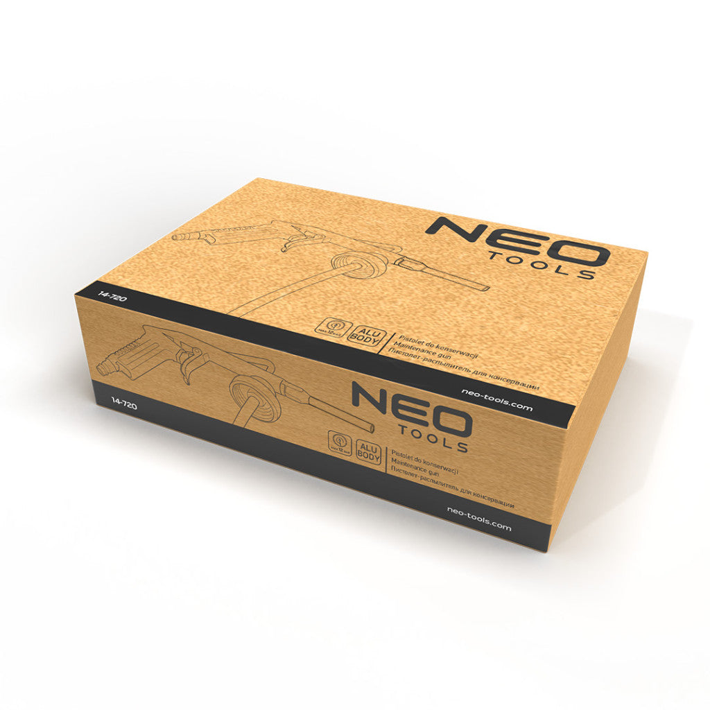 NEO TOOLS Pneumatikus alváz és üregvédő pisztoly, szabványos menetes flakonokhoz 14-720