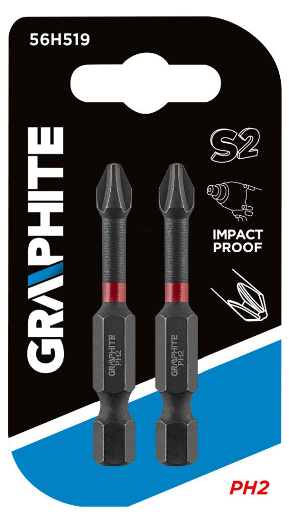 GRAPHITE Torziós ütvecsavarozó bit PH2x50mm, 2db 56H519