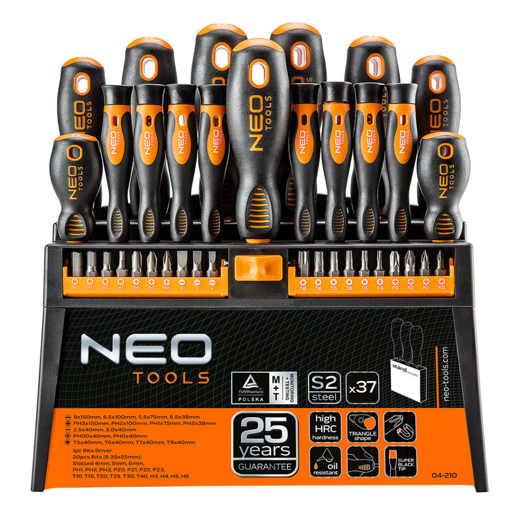 NEO TOOLS Csavarhúzó készlet + bitek 37db 25 év garanciával 04-210