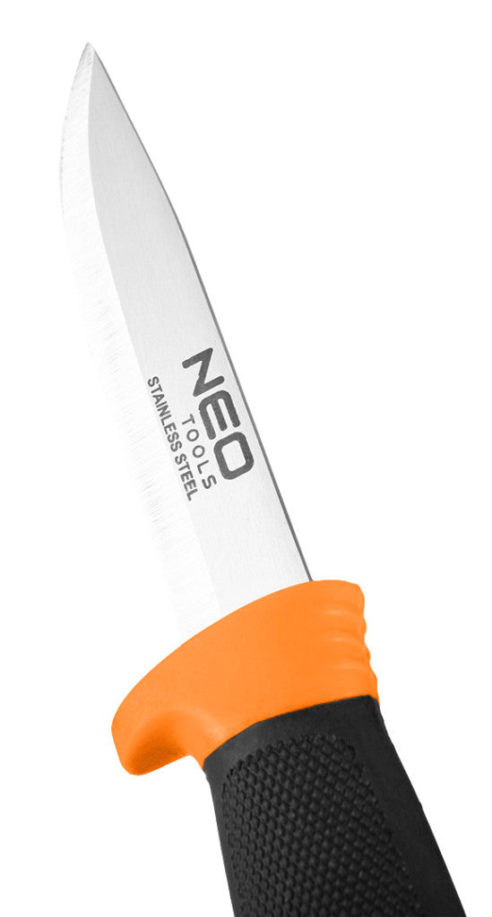 NEO TOOLS Univerzális kés, rozsdamentes penge, 2k nyél, műanyag tok 63-175