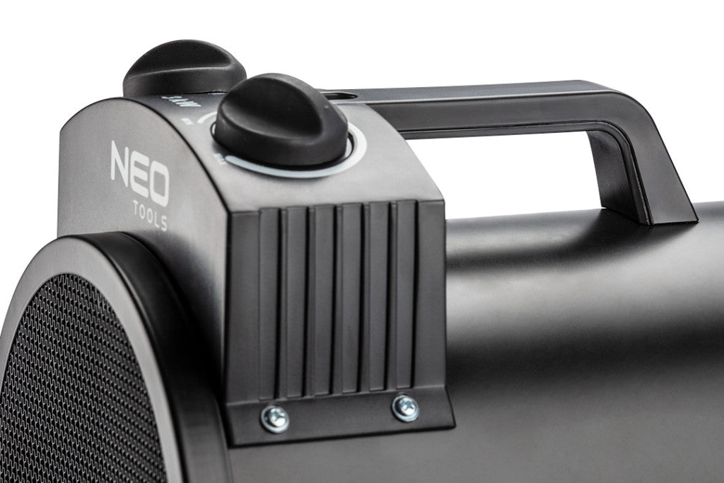 NEO TOOLS Ipari elektromos hősugárzó 3kW, állíth. üzemmód, IPX4(vizálló), állíth. szög, szabadonálló, 354 m3/h 2 év garanciával 90-068