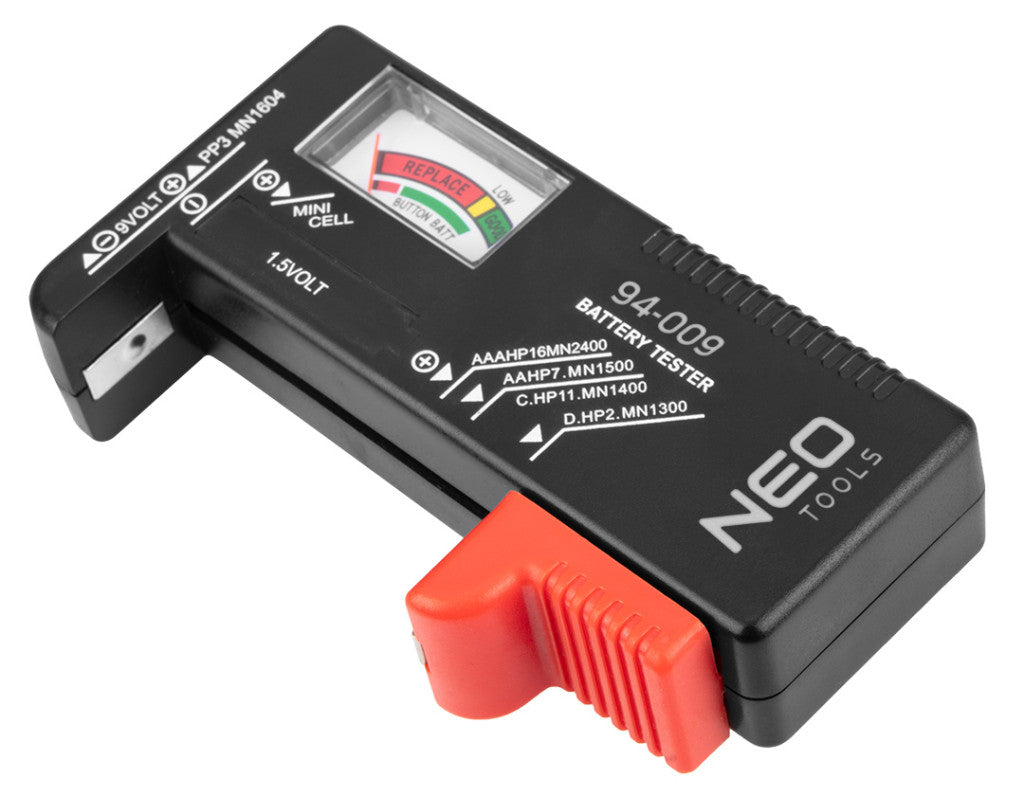 NEO TOOLS Akkumulátor és elemteszter, 1,5-9V-ig 94-009