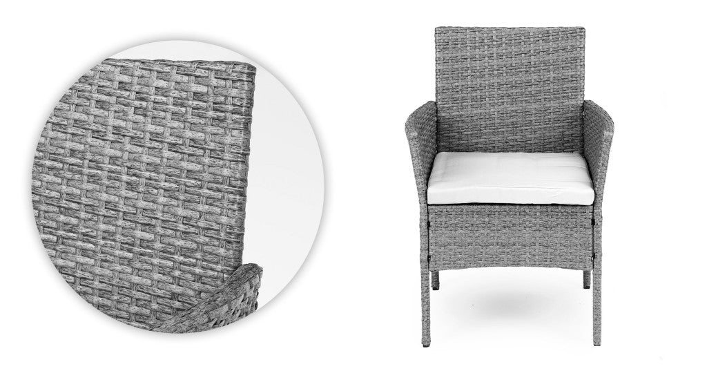 Rattan hatású kerti bútor szett – asztal és székek, szürke, MultiGarden