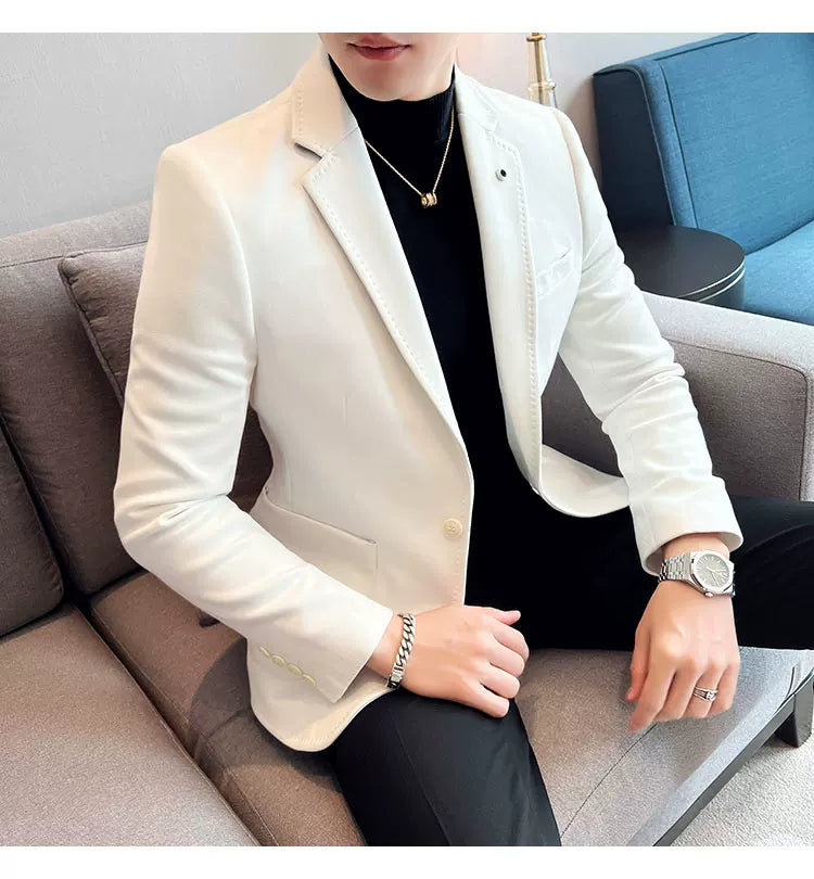 Divatos férfi öltönykabát, szarvasbőr bársony elegáns blézer alkalmi esküvői plus size öltöny 4XL-S