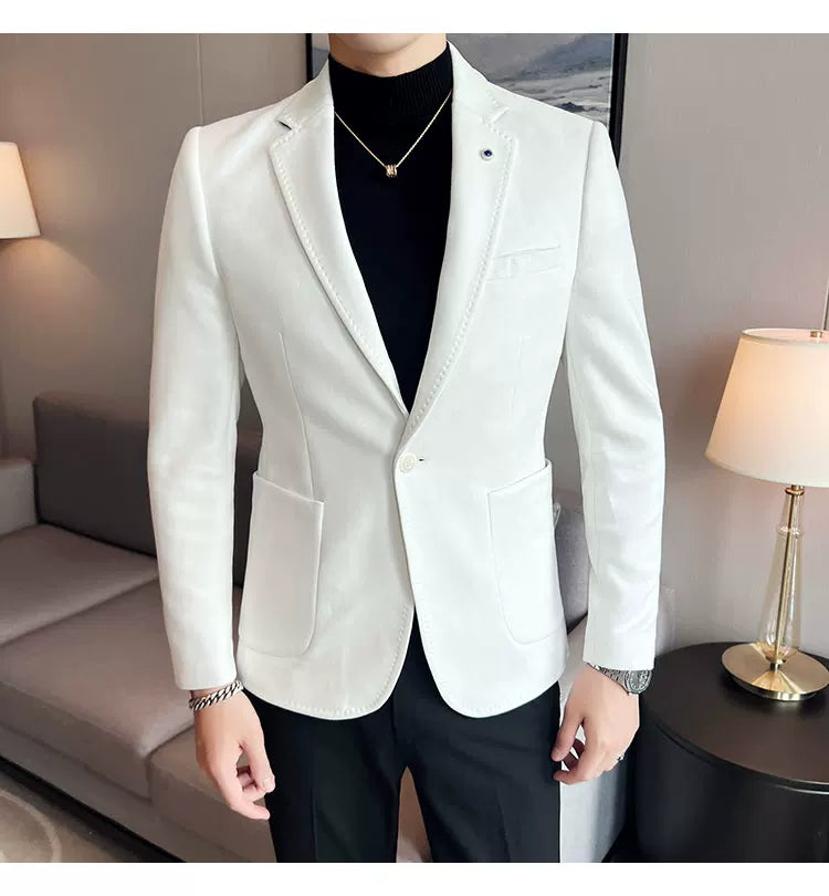 Divatos férfi öltönykabát, szarvasbőr bársony elegáns blézer alkalmi esküvői plus size öltöny 4XL-S