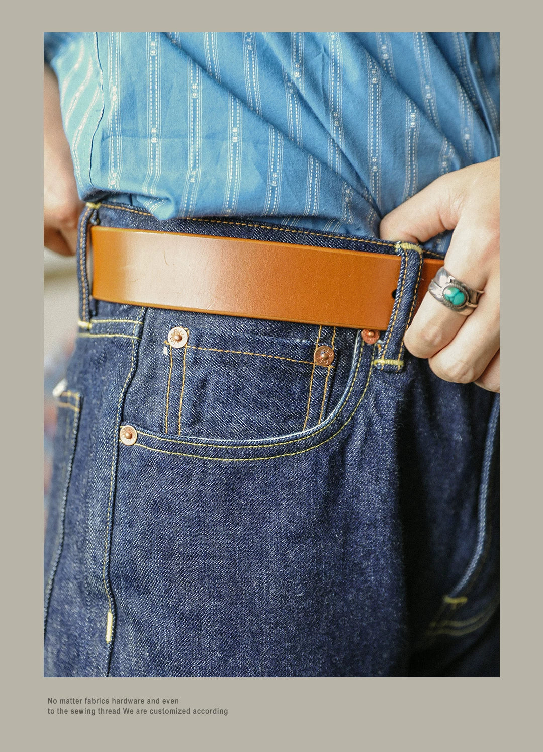 511XX-0009 RedTornado Raw Denim 16oz-os indigókék Selvage One mosott, szanforizált cipzáras nadrág