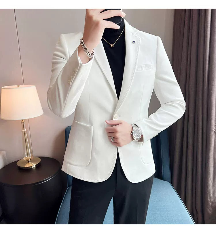 Divatos férfi öltönykabát, szarvasbőr bársony elegáns blézer alkalmi esküvői plus size öltöny 4XL-S