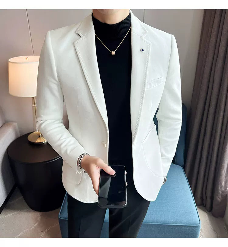 Divatos férfi öltönykabát, szarvasbőr bársony elegáns blézer alkalmi esküvői plus size öltöny 4XL-S