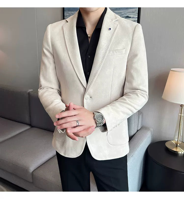 Divatos férfi öltönykabát, szarvasbőr bársony elegáns blézer alkalmi esküvői plus size öltöny 4XL-S