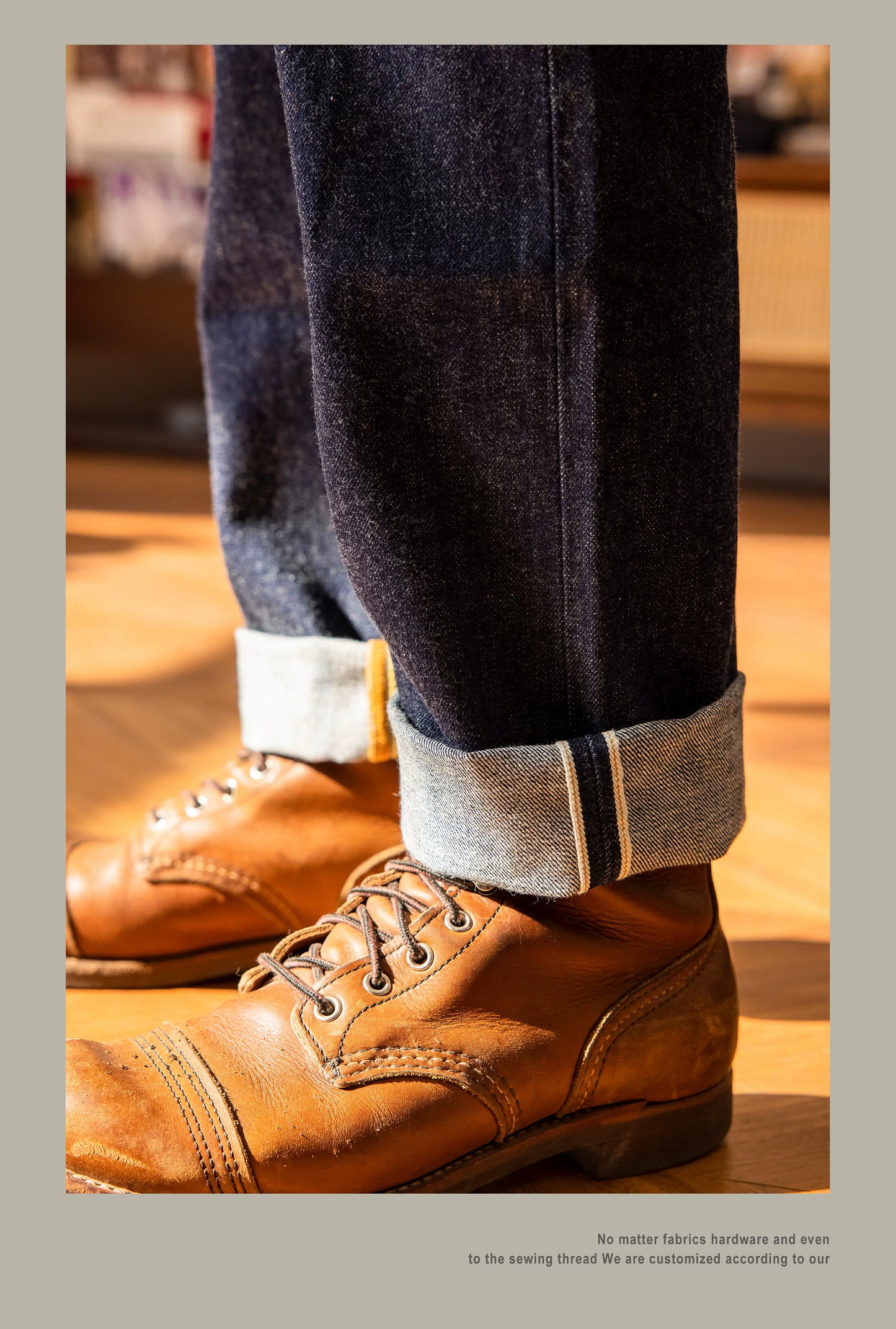 511XX-0009 RedTornado Raw Denim 16oz-os indigókék Selvage One mosott, szanforizált cipzáras nadrág