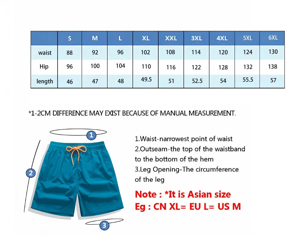 Férfi szörfnadrág, fürdőruha, plus size 4XL, 5XL, 6XL