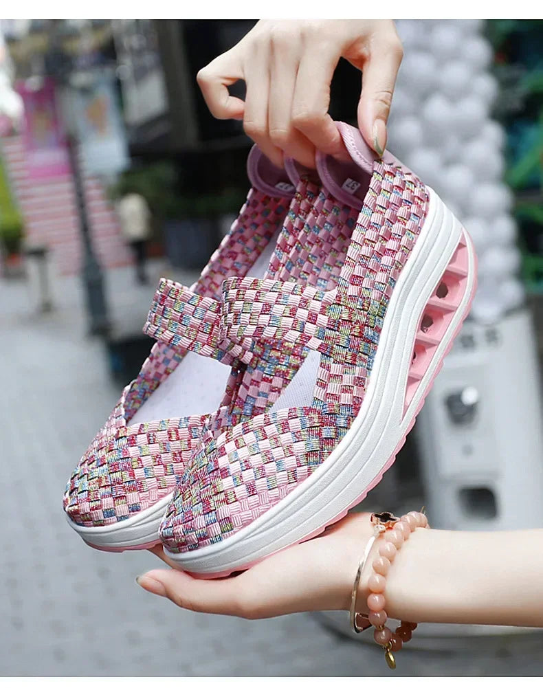 2025 Új Női Cipők Kézzel Szőtt Alkalmi Cipők Vastag Alsó Lélegző Egyszemélyes Szandálok Slip-on Lazy Travel Shoe Chaussure Femme