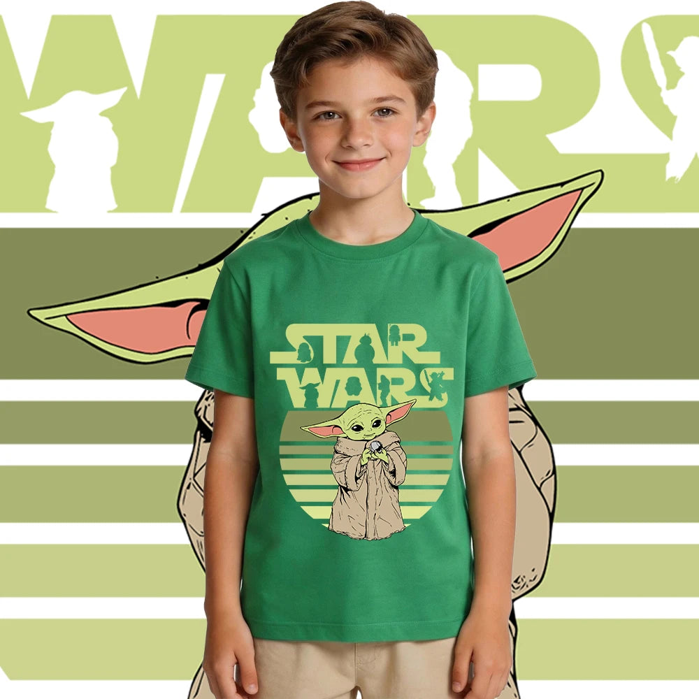 Star Wars Yoda baba Yoda mintás gyerek pamut póló lezser rövid ujjú póló fiúknak és lányoknak kisgyermek nyári felső