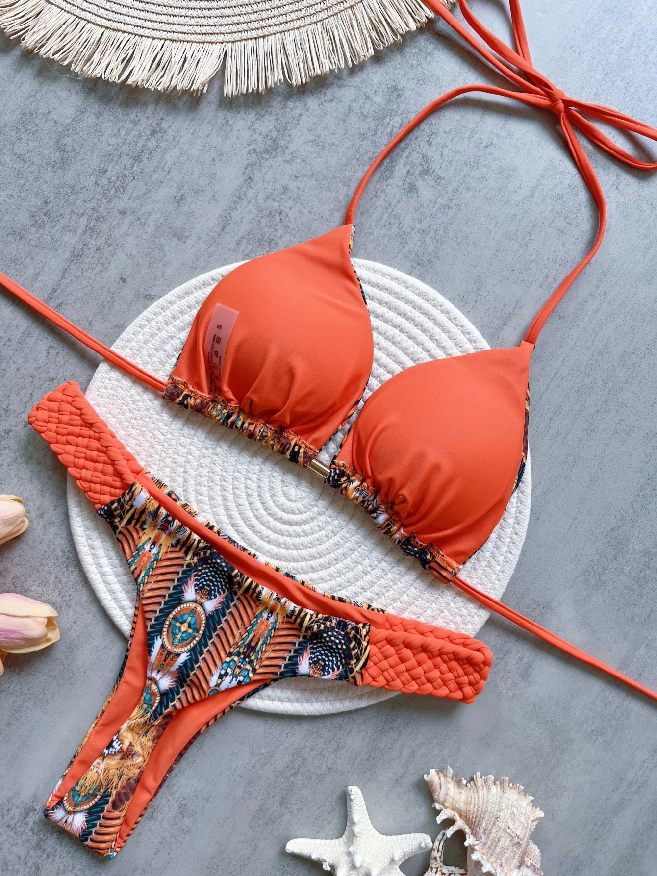 RUOTONSEPT nyomtatott pántnélküli mini tanga magas kivágású bikini női fürdőruha női fürdőruha kétrészes bikiniszett fürdőruha úszás