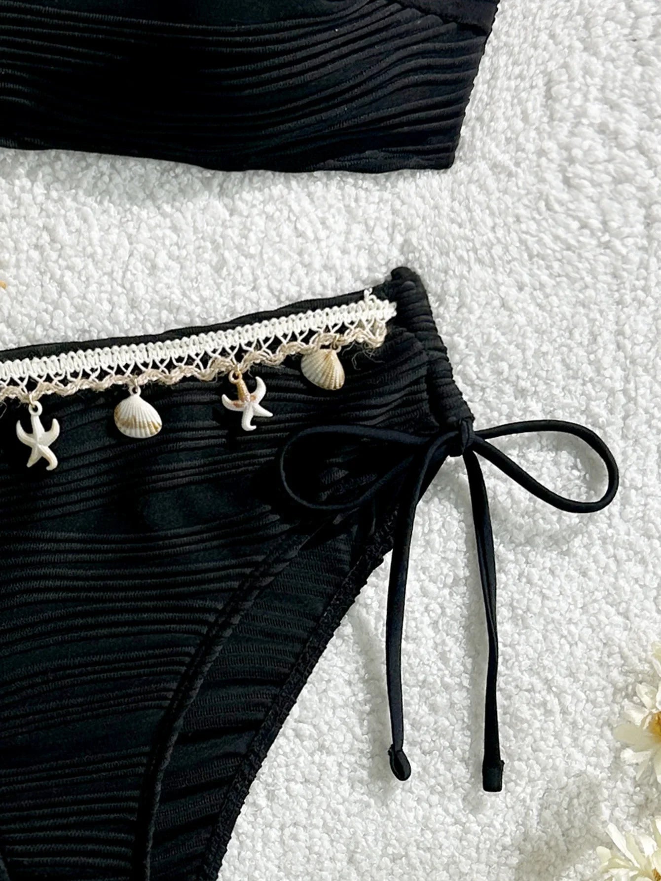 XS - XL Bandeau ráncos, magas kivágású bikini női fürdőruha női fürdőruha kétrészes bikiniszett kagyló fürdőruha úszás