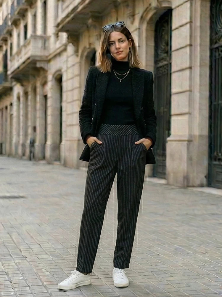 Willshela női divatos, egyszínű, elöl cipzáras, rakott, széles szárú nadrág, vintage, magas derekú, teljes hosszúságú, női sikkes nadrág