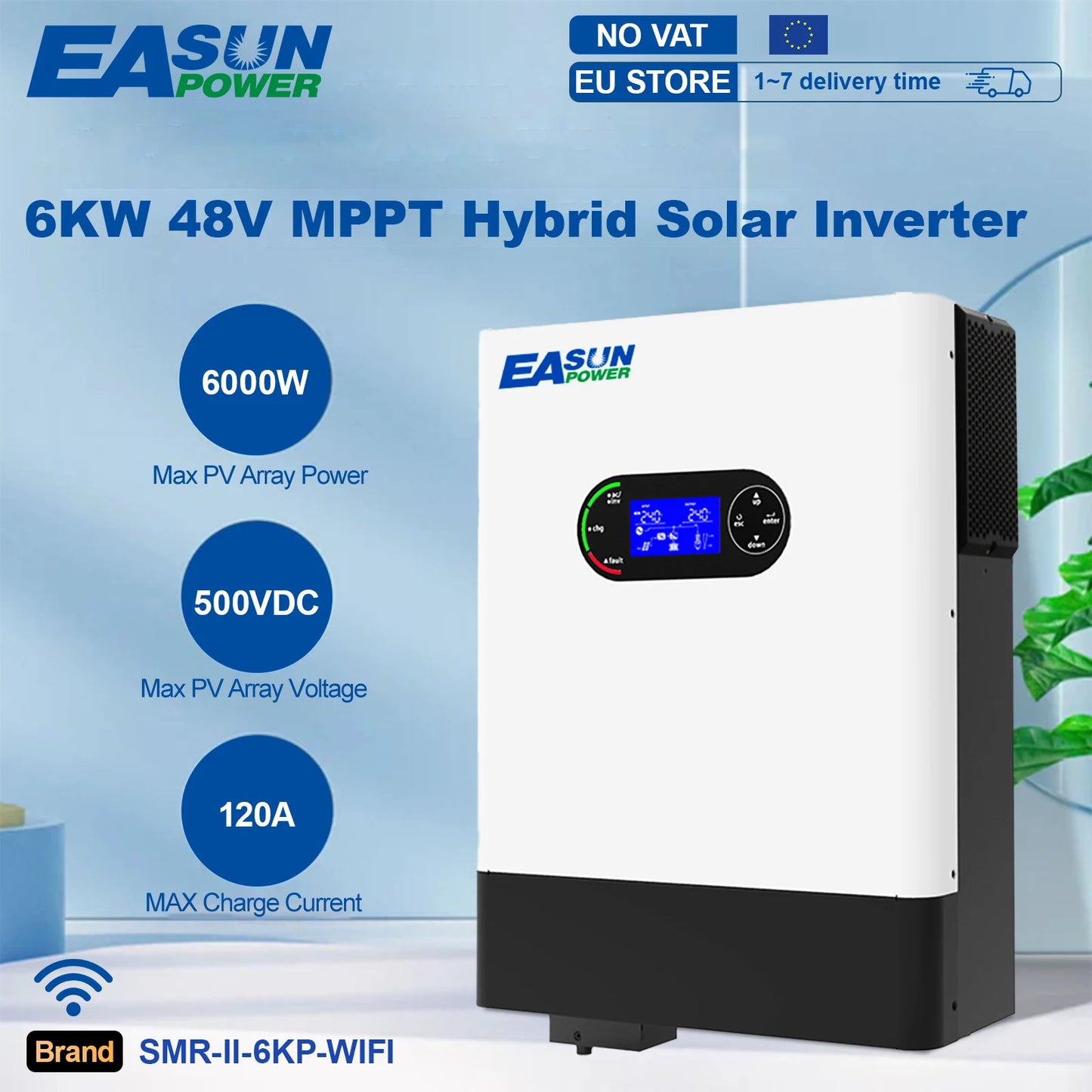 EASUN 6.2KW 4.2KW MPPT hibrid napelemes inverter 48V PV teljesítmény 6500W Off Grid beépített napelemes töltővezérlő 120A tiszta szinusz hullám