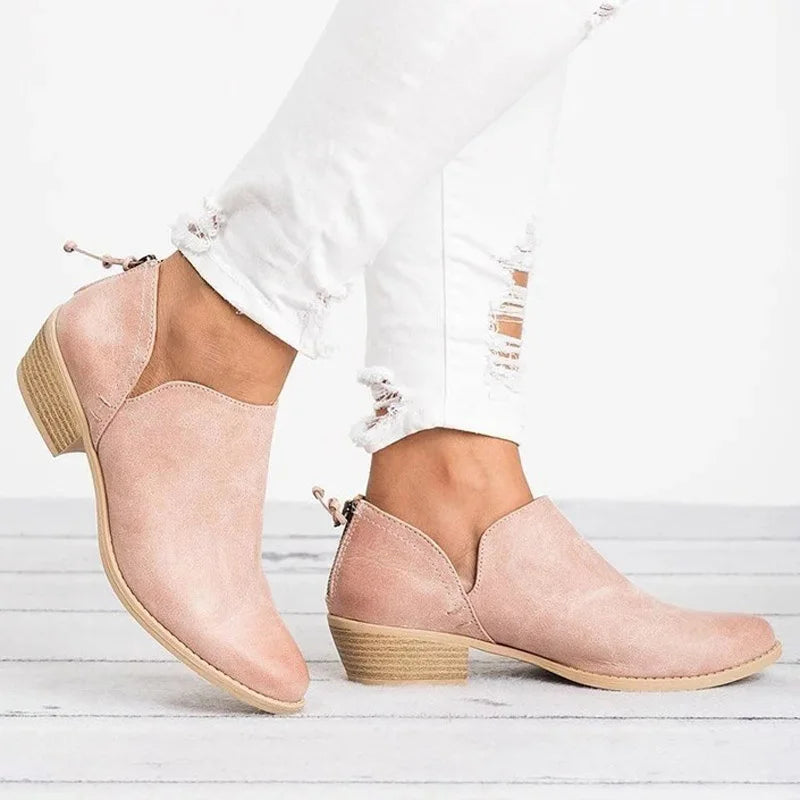 Női cipők, divatos PU bőr rövid bokacsizma, hegyes orrú, slip-on, tavaszi/őszi cipő, női, plus size 35-44, botas WSH3397