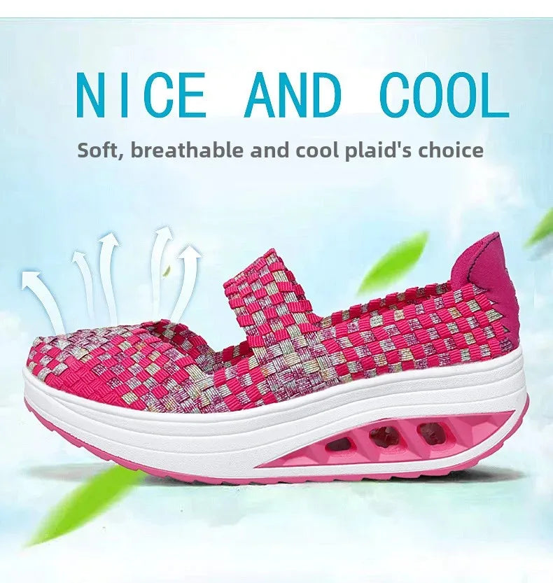 2025 Új Női Cipők Kézzel Szőtt Alkalmi Cipők Vastag Alsó Lélegző Egyszemélyes Szandálok Slip-on Lazy Travel Shoe Chaussure Femme