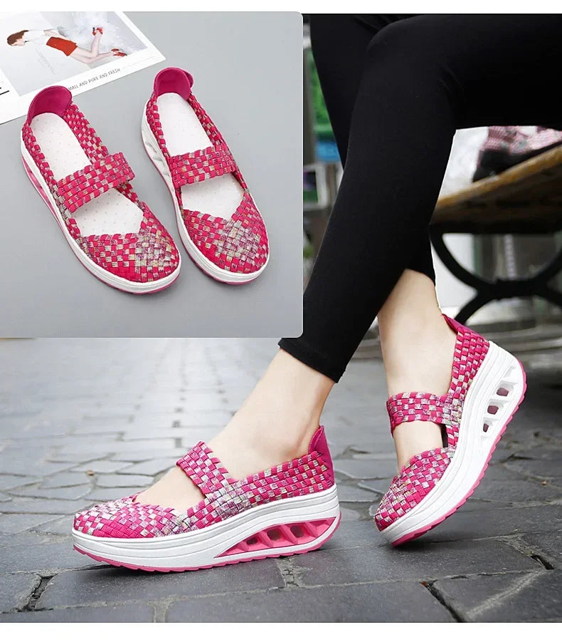 2025 Új Női Cipők Kézzel Szőtt Alkalmi Cipők Vastag Alsó Lélegző Egyszemélyes Szandálok Slip-on Lazy Travel Shoe Chaussure Femme