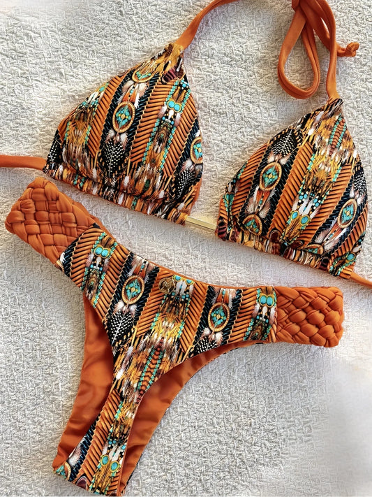 RUOTONSEPT nyomtatott pántnélküli mini tanga magas kivágású bikini női fürdőruha női fürdőruha kétrészes bikiniszett fürdőruha úszás
