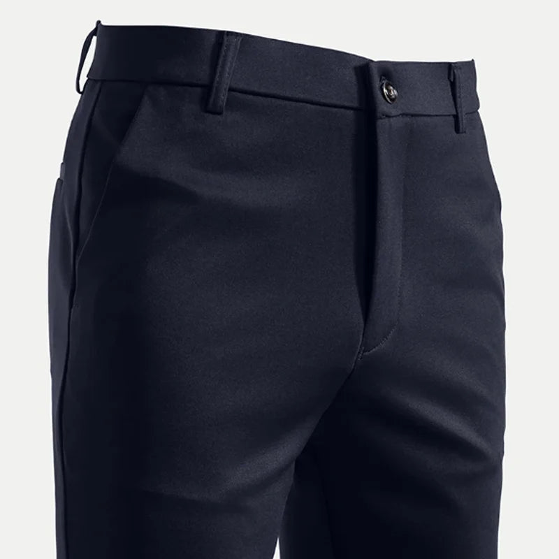 29-42 Férfi nyári vékony divatos üzleti lezser öltönynadrág hosszú nadrág rugalmas egyenes formális nadrág plus size 28-40