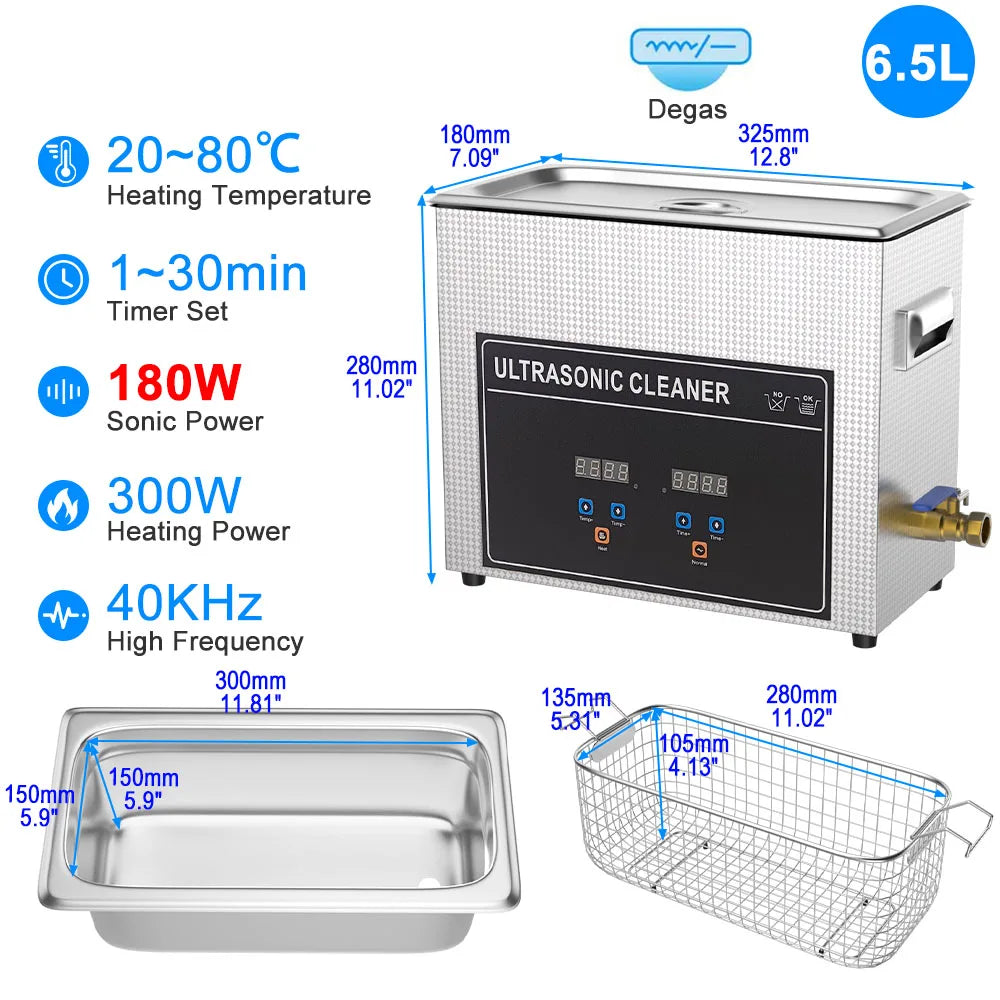 Ultrahangos fürdő 1L 3L 6L Ékszerekhez, szemüvegekhez, fogászati eszközökhöz, ipari ultrahangos tisztítógéphez, 2L 10L 30L Viniltisztítóhoz
