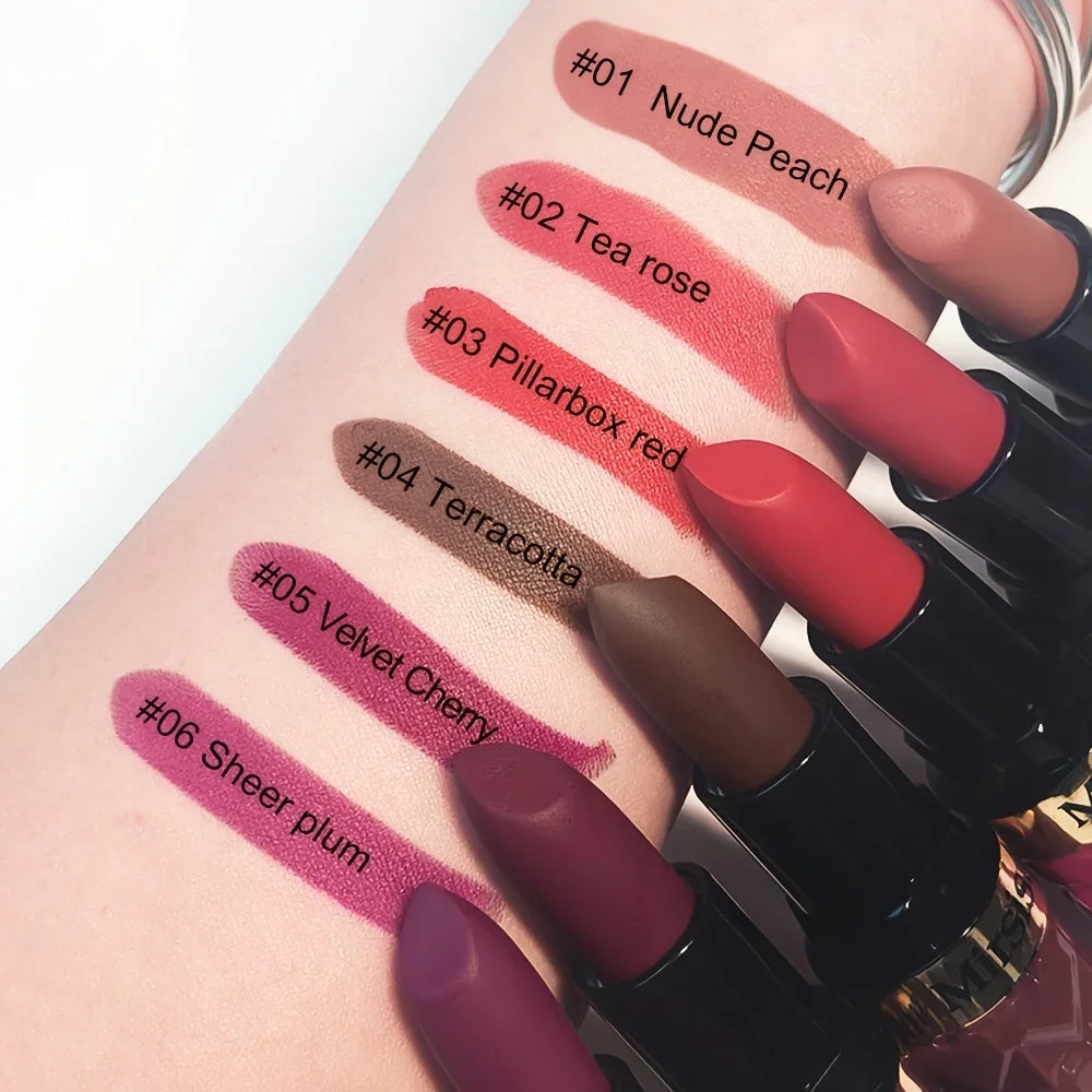 [Matt rúzs] 6 színű matt rúzs, könnyedésmentes, vízálló, tartós, nem fakuló rúzs, Love Lipstick