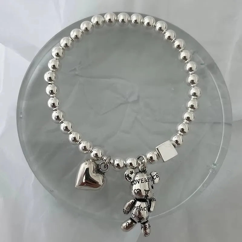 925 Sterling Ezüst Karkötők Női Gyöngyfűzős Kiegészítők Trend Vintage Egyszerű Arany Medál Party Ékszerek