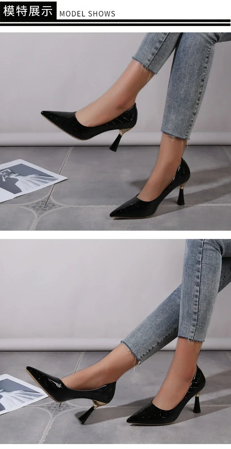 Cipők Női 2024 Trend Új Nyári Piros Magassarkú Elegáns Női Fekete Magassarkú Hegyes Orrú Pumps Ruha Bőr Fehér Női Cipő