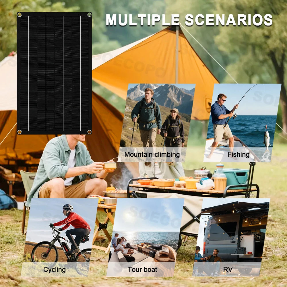 SOECOPO 2400W-os rugalmas napelemkészlet 3 db 800W-os fotovoltaikus panellel, 18V-os akkumulátortöltővel, ingyenes 100A-es vezérlővel lakókocsis kempingezéshez