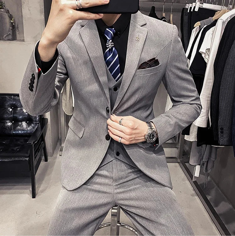 S-7XL (Zakett+Mellény+Nadrág) Divatos Butik Rácsos Formális Üzleti Férfi Öltöny 3 Részes Szett Vőlegényi Esküvői Ruha Kockás Öltöny Bemutató Színpadra