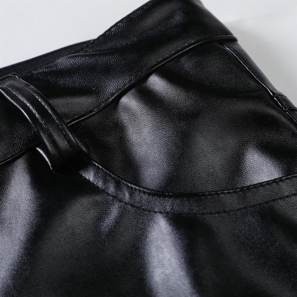 2026 új férfi bőr nadrágok divatos vékony PU nadrágok piros kék fekete szürke fehér pantalones hombre