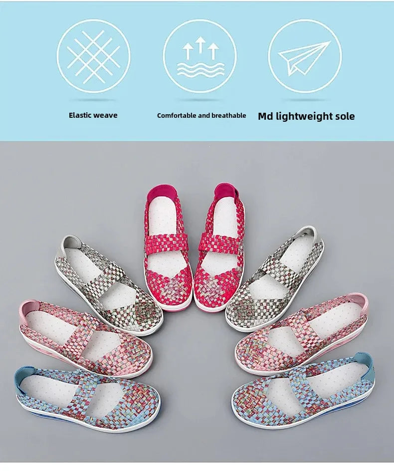 2025 Új Női Cipők Kézzel Szőtt Alkalmi Cipők Vastag Alsó Lélegző Egyszemélyes Szandálok Slip-on Lazy Travel Shoe Chaussure Femme