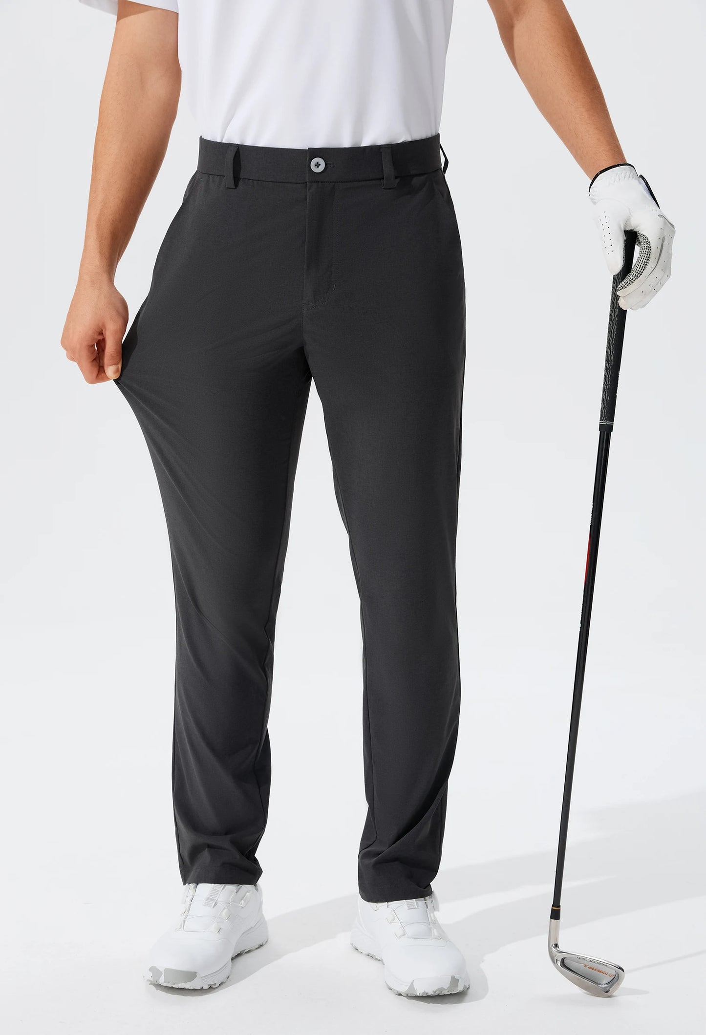 Férfi lezser golfnadrág, rugalmas, vékony, egyenes, könnyű, minőségi üzleti nadrág, golf sportnadrág, 30-34-es belső szárhossz