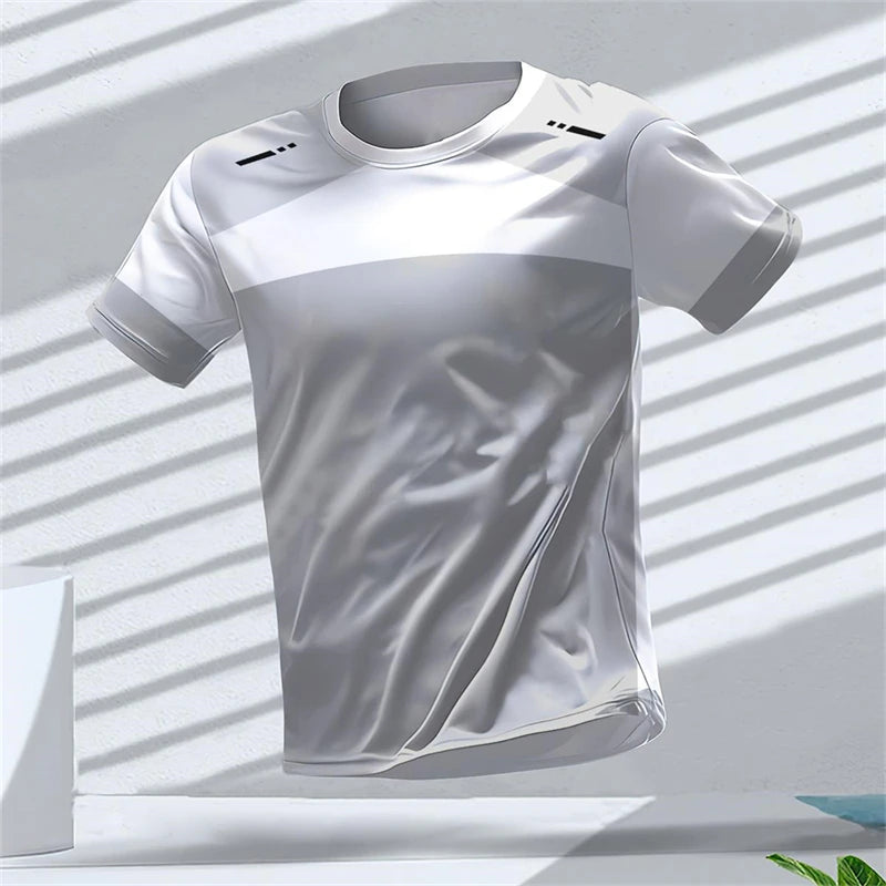 Divatos futó sportpólók férfiaknak, nyári, hétköznapi, szabadtéri fitnesz, 3D nyomtatott, laza, gyorsan száradó, lélegző pólók, felsők