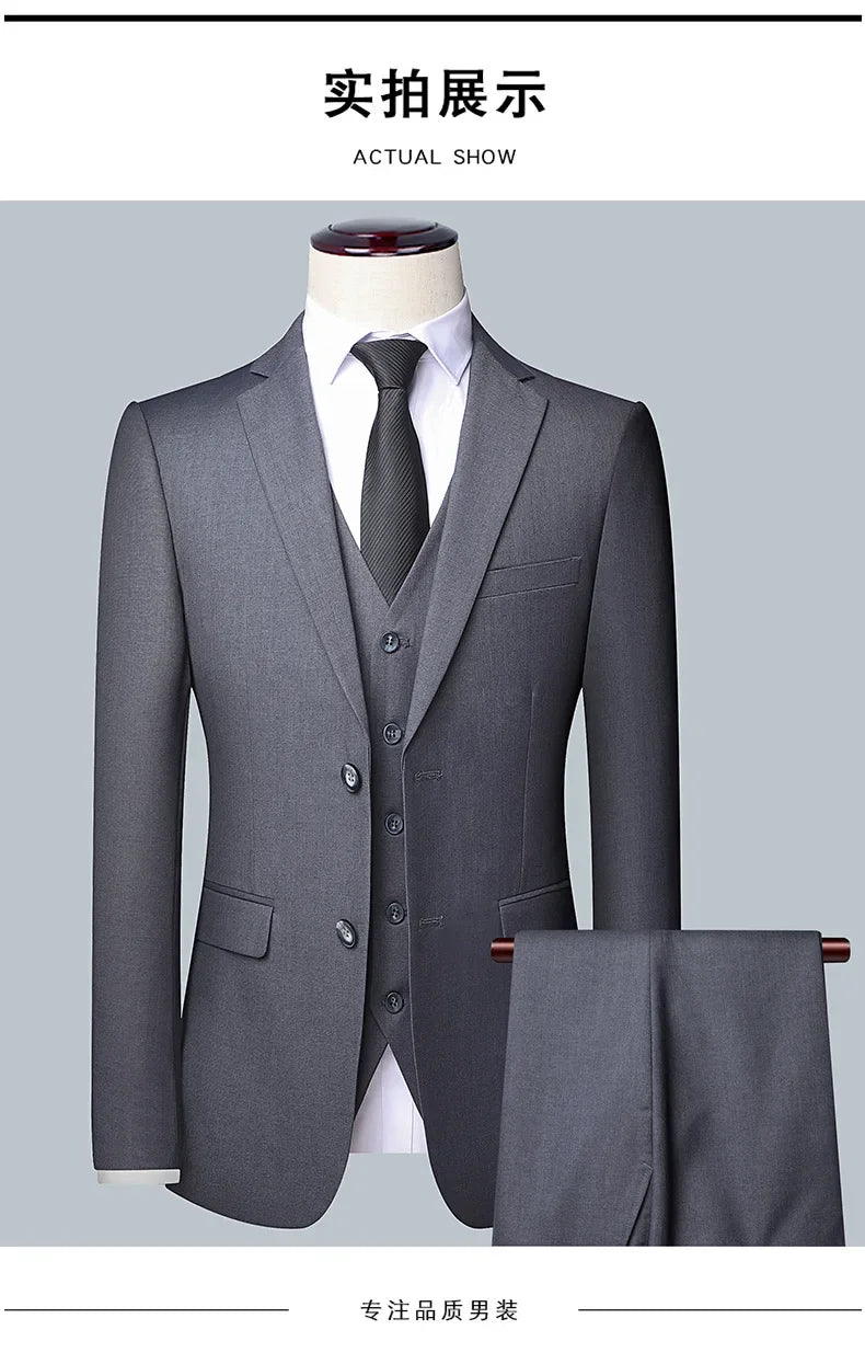 Férfi öltöny Butik Üzleti (Blazer + Mellény + Nadrág) Úri Esküvői Hétköznapi Professzionális Formális öltöny 3 részes M-6XL