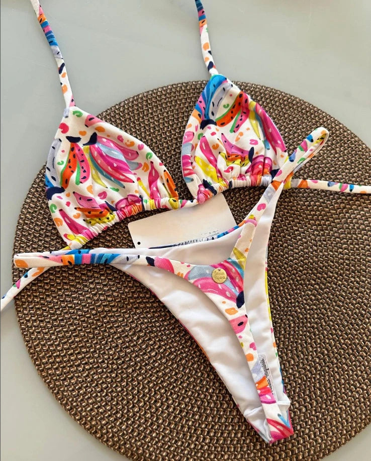 Új bikini női fürdőruha strandnyaralás fürdőruha leopárdmintás szexi bikini szett strandruha fürdőruha tanga fürdőruha biquinis