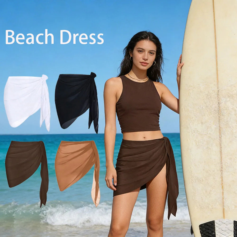 Nyári strand úszókapucnis szoknya nőknek egyszínű rövid bikinihez