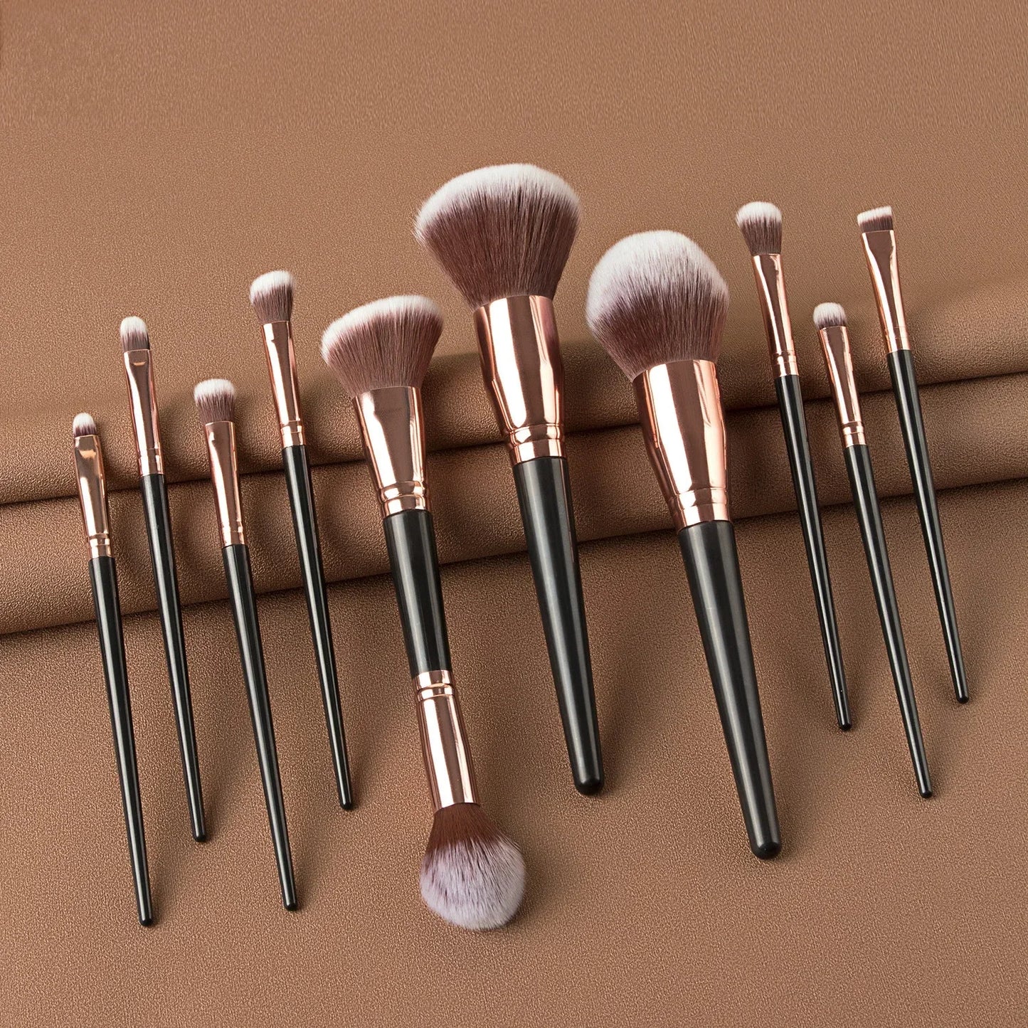 Sminkecset készlet, 15 db-os arc- és szemsminkecset készlet – alapozó púder pirosító ecset, szemhéjfesték szemceruza szemöldök ecset, highlighter ecset