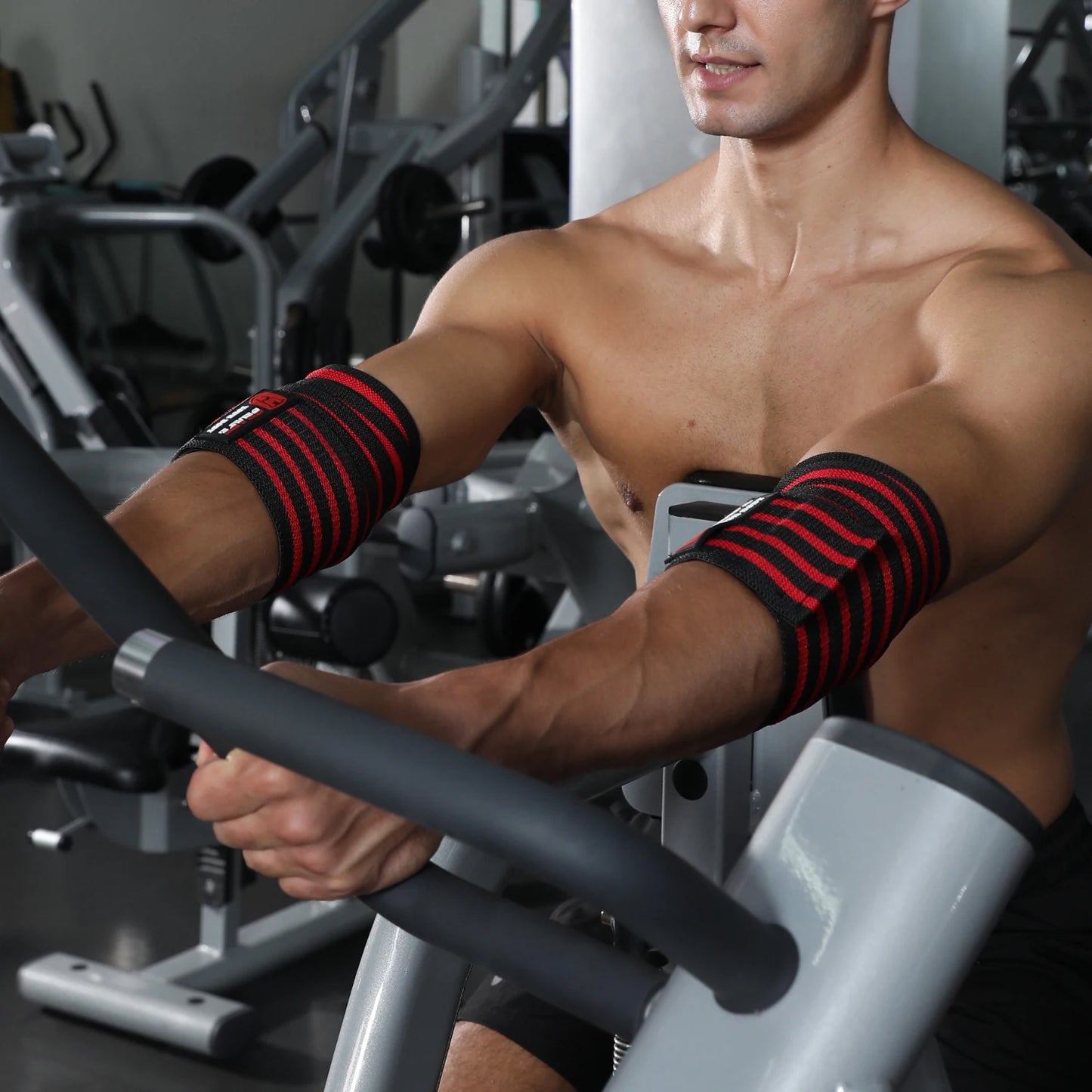 WOSWEIR-Könyökvédő, Professzionális edzőtermi fitneszfelszerelés, Súlyemelő férfi rugalmas nyomás alatti merevítő, Könyöktámasz