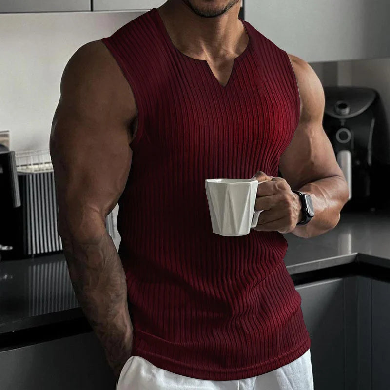 2024 Nyári új férfi csíkos edző tank top  fitnesz ujjatlan Sport alsóing