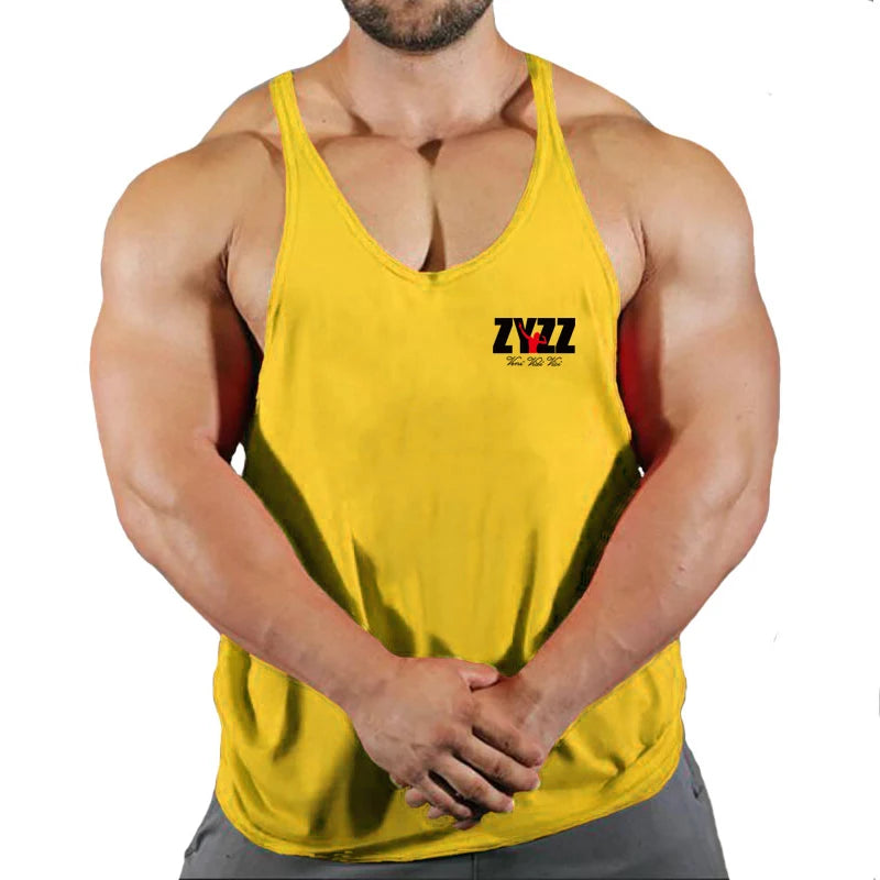 Férfi testépítő trikó, ujjatlan felső, fitnesz, pamut mintás