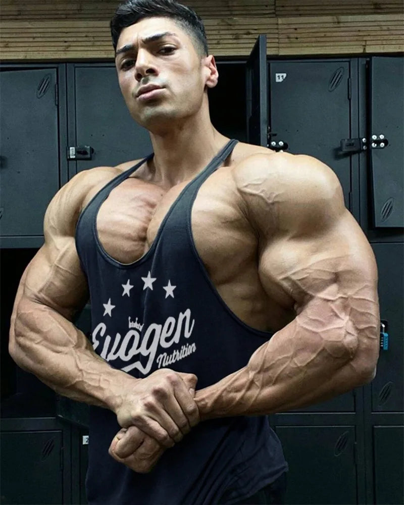 Muscle férfi sport trikó pamut edzőfelsők ujjatlan trikó férfi fitnesz