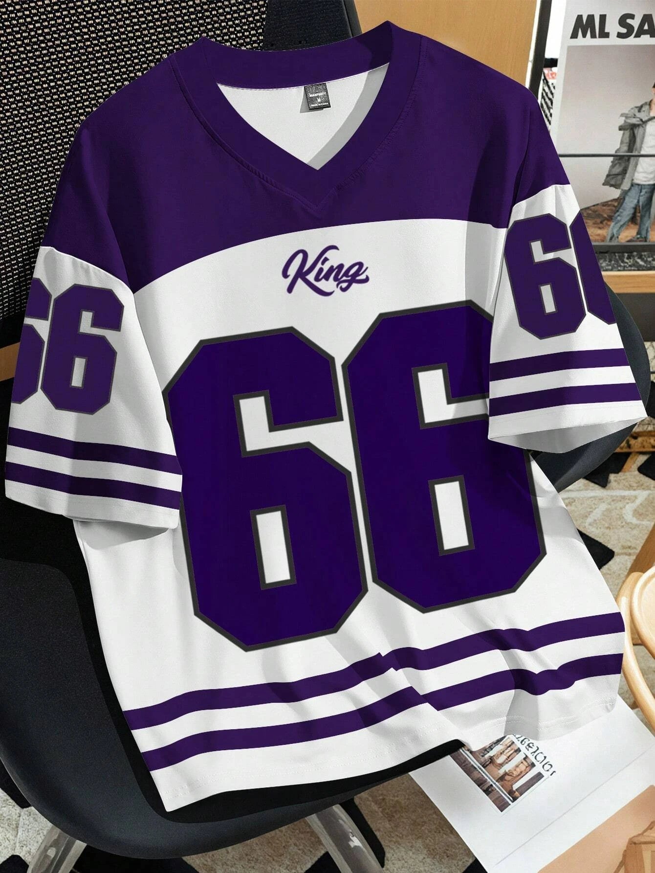 Nyári divatos női ruházat No.66 V-nyakú futballmez Alkalmi sport rövid ujjú felső Harajuku páros laza póló utcai viselet