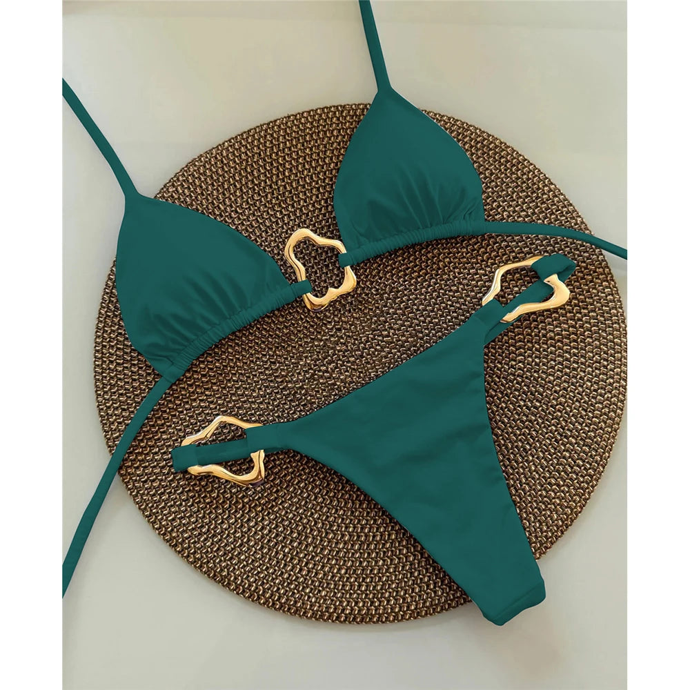 Szexi, pántnélküli, mikro bikini 2025 női fürdőruha, egyszínű, tanga bikinik, brazil strandruha, biquini női