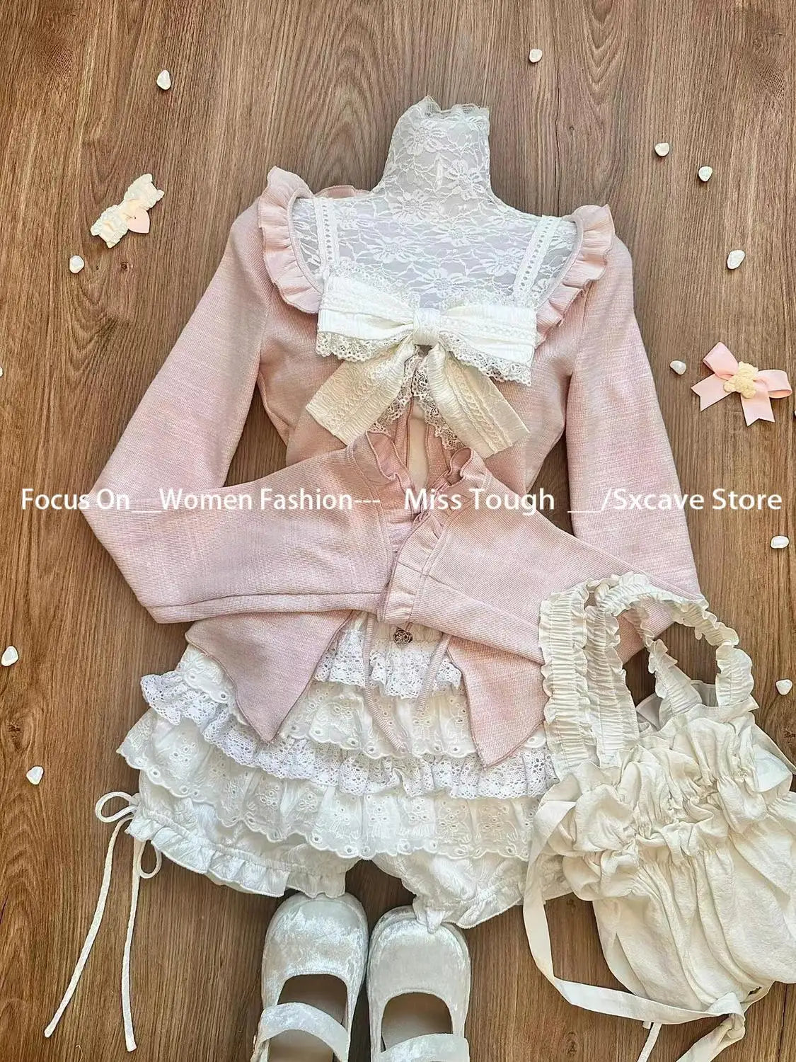 Japán Kawaii 3 darabos szett Lolita Y2k kardigán kabátok + mini szoknyák + fűző mellény amerikai vintage öltönyök őszi parti sikkes