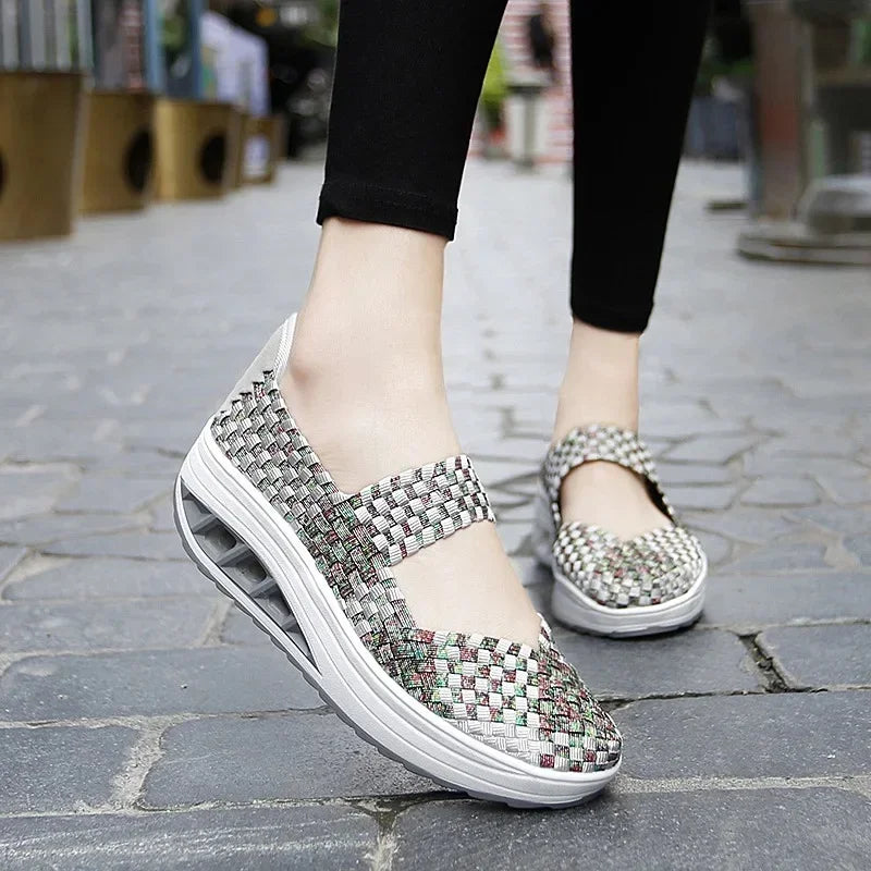 2025 Új Női Cipők Kézzel Szőtt Alkalmi Cipők Vastag Alsó Lélegző Egyszemélyes Szandálok Slip-on Lazy Travel Shoe Chaussure Femme